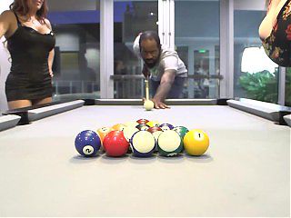 Pool Players Sara Jay and Nicky Ferrari Handle A Thick Stick