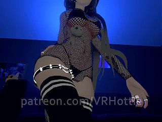 Fishnet Blindfold Strip Brunette POV Lap Dance and Ride Body Rolls